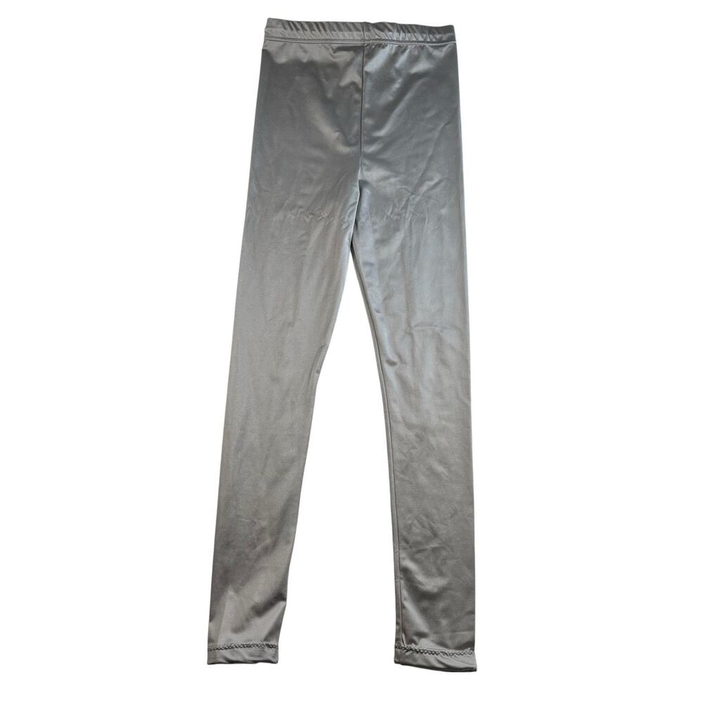 VTG L XL Shiny‎ Tights Spandex Stretch Silver Running Adult Pull On Fab-Knit USA